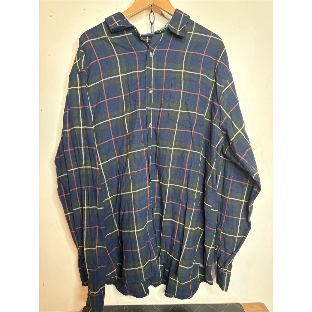 North Axis Mens 3XLT Blue Plaid Flannel Vintage 90s Warm  Button Shirt Tall Y2K